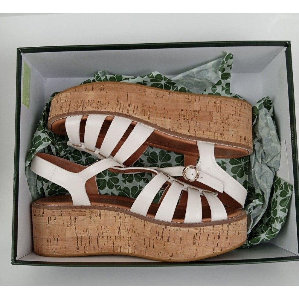 Kate Spade New York Mabel Parchment Leather Ankle Strap Cork Sandals Size 7 B